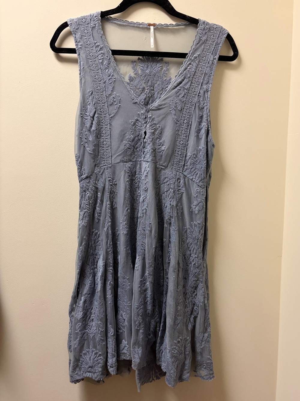 Free People Light Blue Floral Lace Boho Dress Size 8